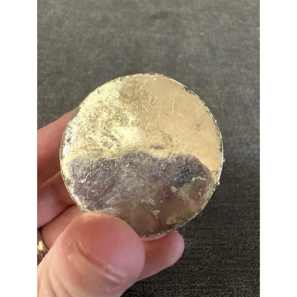 Vintage Metal Trinket Or Pill Box W/Accent‎ Stone Elephant